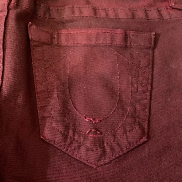 True Religion Halle Crimson Red Maroon Wine Coated Super Skinny Jeans Womens 30 - Picture 8 of 9